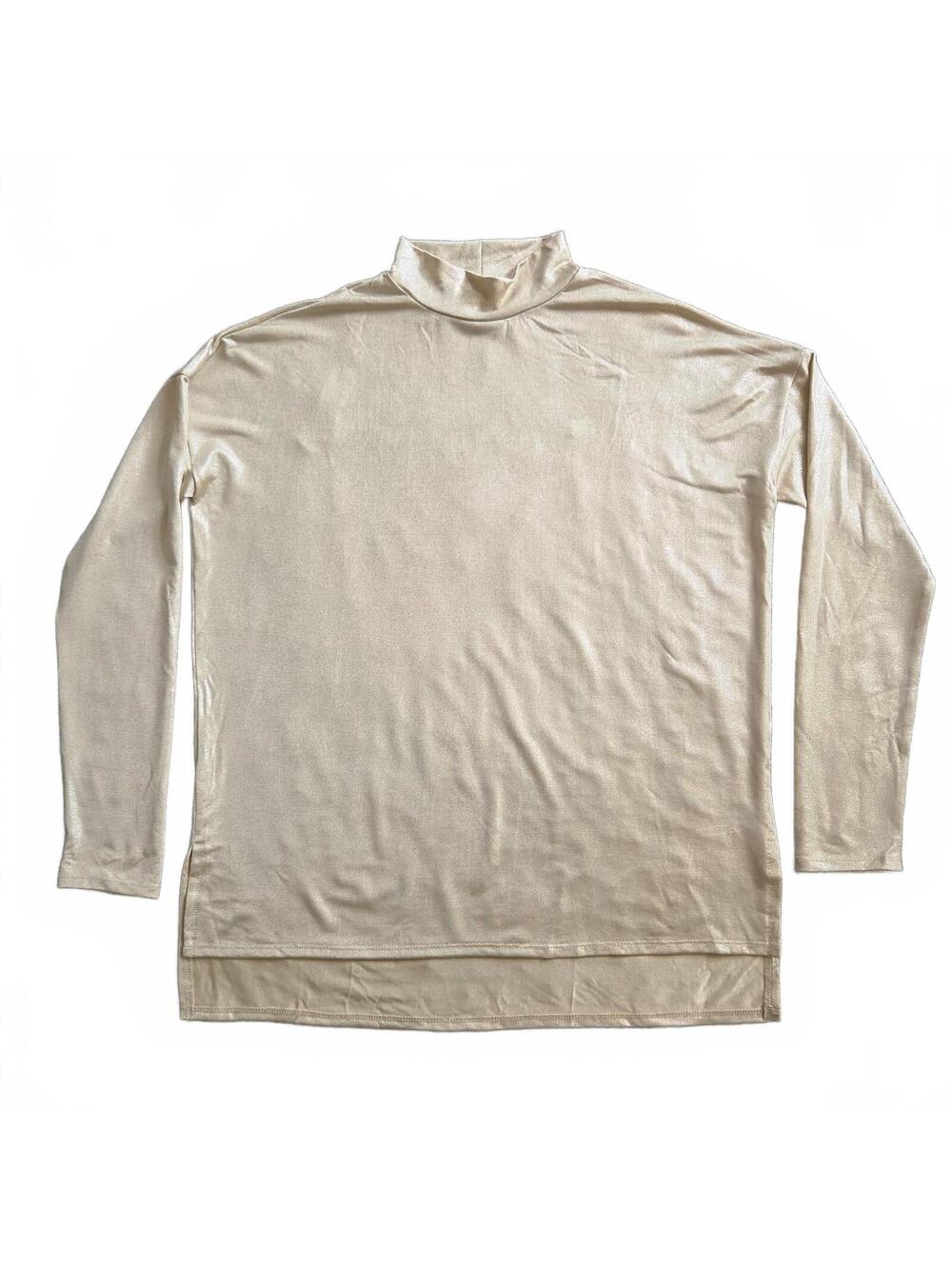 Halston XS Gold Long Sleeve Turtleneck Top